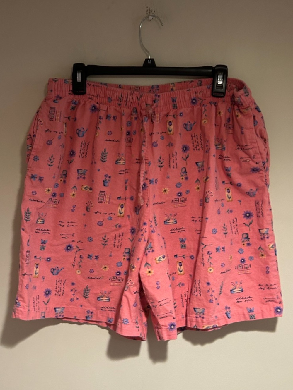 Vintage Capacity Coral Pink Garden Theme Shorts Sz XL